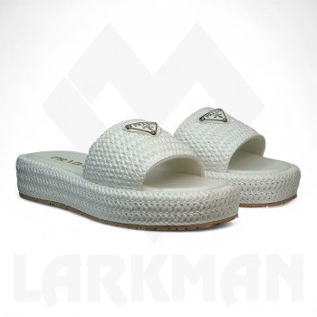 Prada Raffia Flatform Slide Sandal